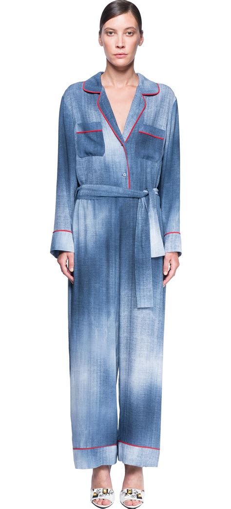 red white and blue women fendi jumpsuit clothing|fendi blue denim dress.